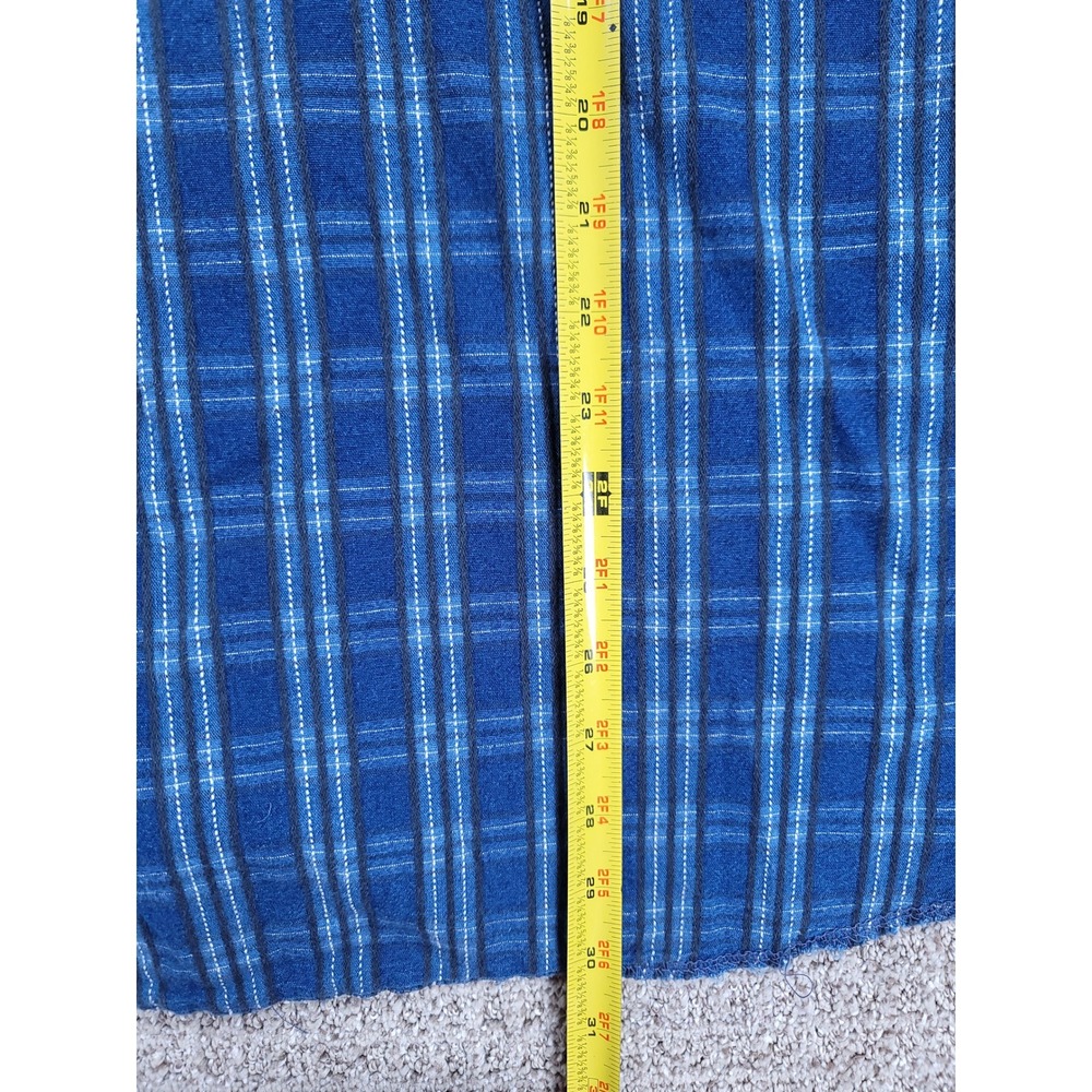 Wrangler X Long Tails Mens Blue Plaid Band Collar Long Sleeve Shirt L 16 1/2 35 - Picture 8 of 8